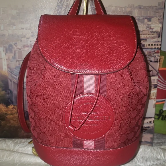coach dempsey backpack Drawstring In Signature Jacquard Patch And Stripe, Im/Wine Multi, Medium, Dempsey Backpack Clothing, Shoes & Accessories COACH Dempsey Drawstring Backpack In